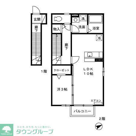 京王線 武蔵野台駅 徒歩4分 2階建 築21年(1LDK/2階)の間取り写真