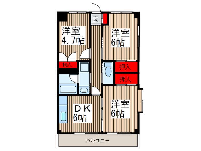 ファミール末廣(3DK/1階)の間取り写真