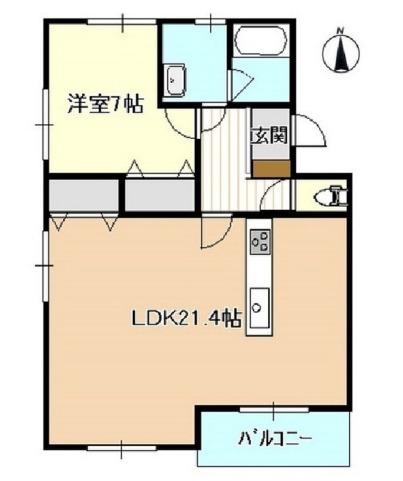クオリティハイツ上島(1LDK/1階)の間取り写真