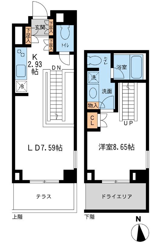 レジデンス白金コローレ(1LDK/1階)の間取り写真