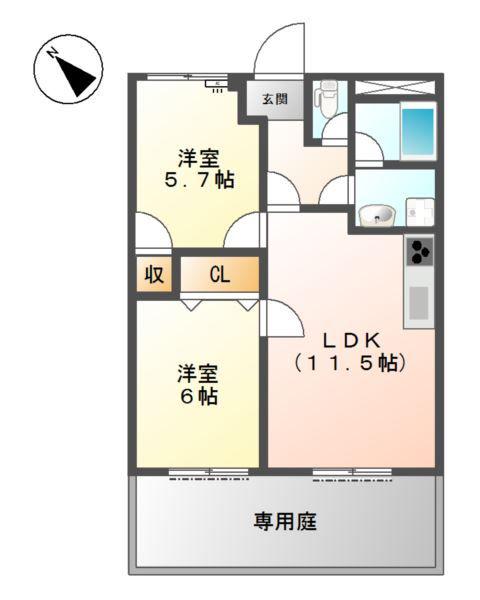 プリマベーラ(2LDK/1階)の間取り写真
