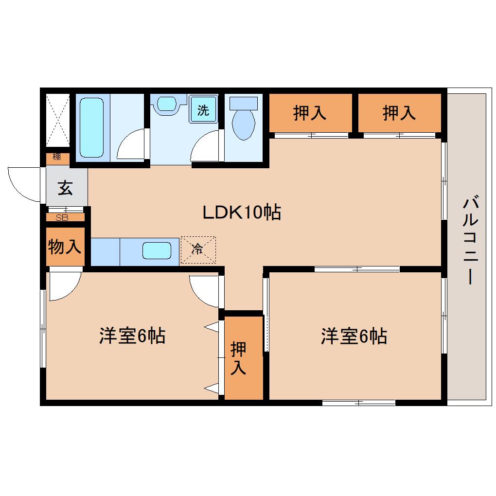 K.Lマンション(2LDK/1階)の間取り写真
