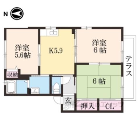 プラウシード2(3K/1階)の間取り写真