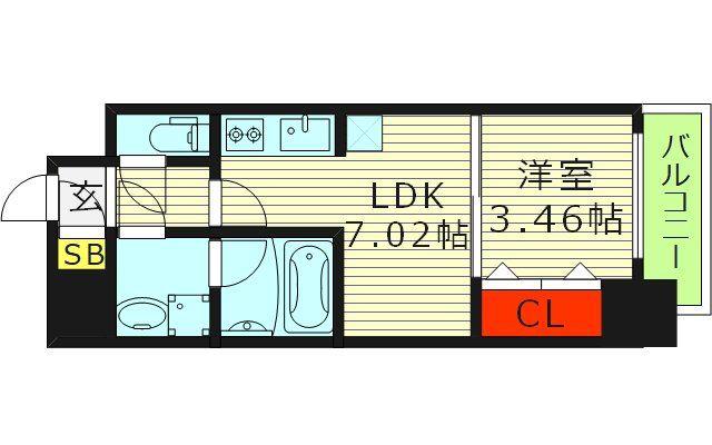 SK RESIDENCE 放出(1DK/4階)の間取り写真