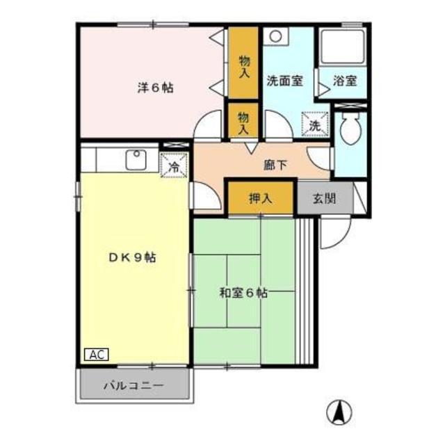 シュトラーレン高野 B棟(2DK/2階)の間取り写真