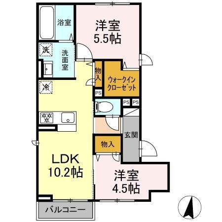 ＪＲ常磐線 南千住駅 徒歩6分 3階建 新築(2LDK/2階)の間取り写真