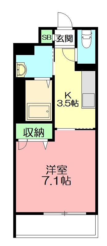 ノールヴィラージュ平塚(1K/1階)の間取り写真