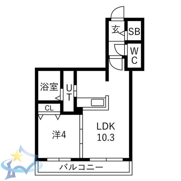 ALIVIS宮の森(1LDK/2階)の間取り写真