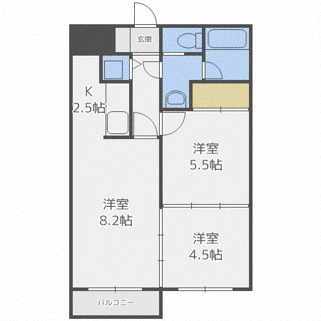 グラード元町 (2LDK/5階)の間取り写真