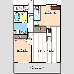 プレサージュ(2LDK/1階)の間取り写真
