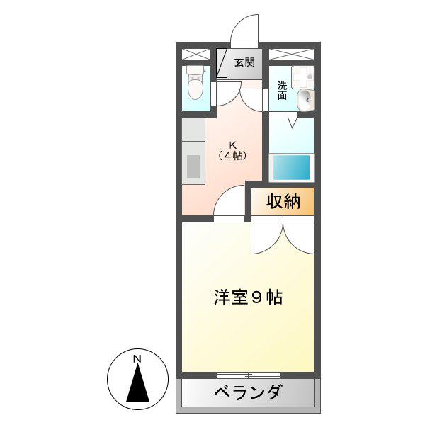 向学ハイツ歓(1K/2階)の間取り写真