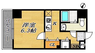 レクシア京橋(1K/4階)の間取り写真