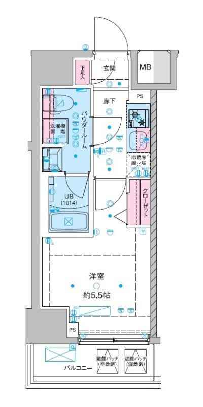 ジェノヴィア西川口III(1K/3階)の間取り写真