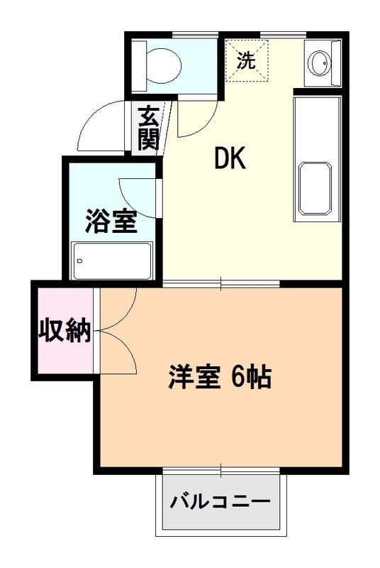 アップルハイム(1DK/1階)の間取り写真