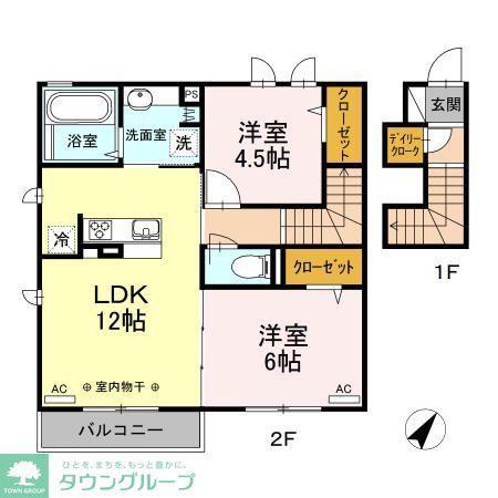 シリウス(2LDK/2階)の間取り写真