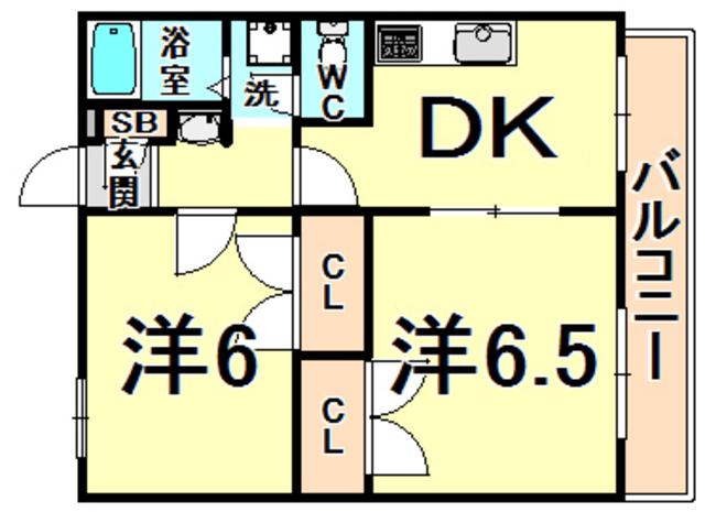VENTUNO西野(2DK/1階)の間取り写真