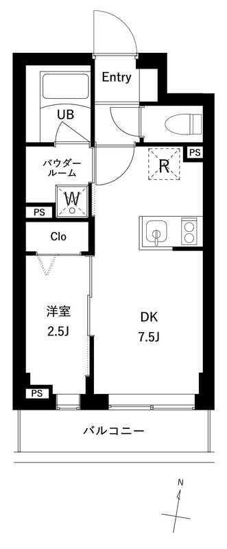 プレセダン千駄木(1DK/3階)の間取り写真