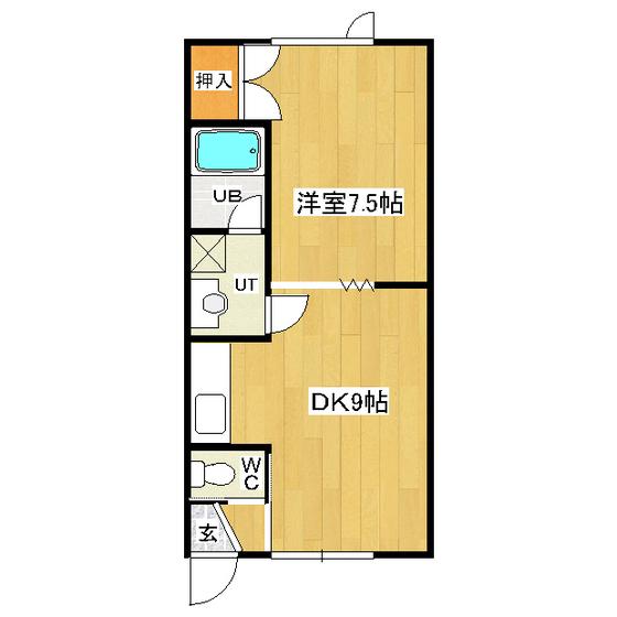 KIハイツ(1LDK/2階)の間取り写真