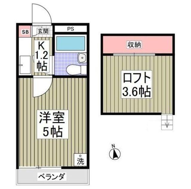クレマチス(1K/2階)の間取り写真