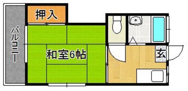ハイツ英(1DK/2階)の間取り写真