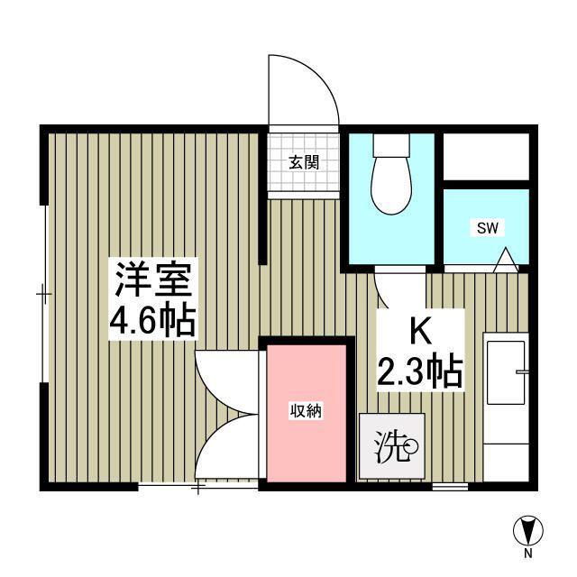 サンハイツ日野(1K/2階)の間取り写真
