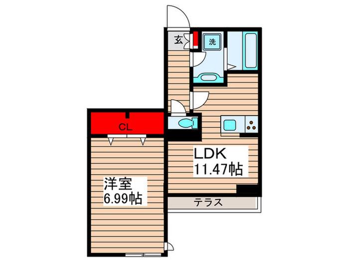 ファミユA(1LDK/3階)の間取り写真