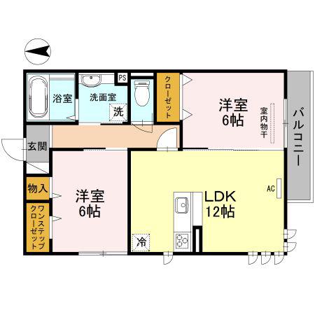 カーサ ベラ ルーナ(2LDK/1階)の間取り写真