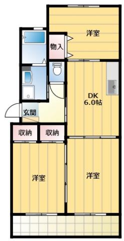 グランドハイツ青葉(3DK/2階)の間取り写真