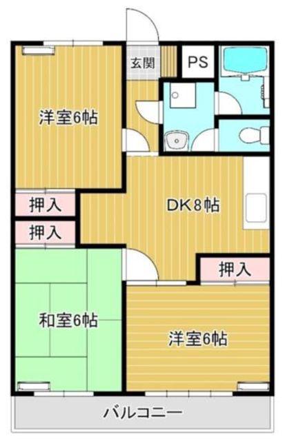 メゾンニュータウン嶋田(3DK/2階)の間取り写真