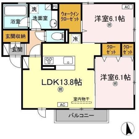 リカーム/オクト(2LDK/2階)の間取り写真
