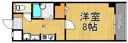 アリコヴェール江上町(1K/3階)の間取り写真