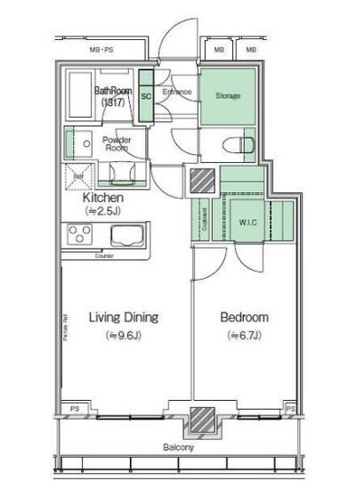 SHIBUYA CAST. APARTMENT 渋谷キャストアパートメント(1LDK/16階)の間取り写真