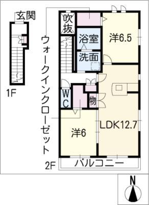 ヘーベルサンハイム(2LDK/2階)の間取り写真