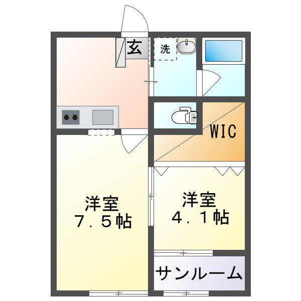 モカハウス(2DK/2階)の間取り写真