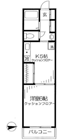 ストンパレスII(1K/3階)の間取り写真
