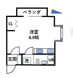 木村ハイツ(ワンルーム/2階)の間取り写真