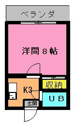 ミッキーハウス(1K/4階)の間取り写真