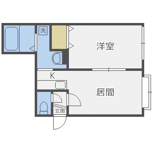 アーバンライフ発寒南(1LDK/2階)の間取り写真