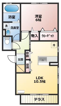 プリマベーラ(1LDK/1階)の間取り写真