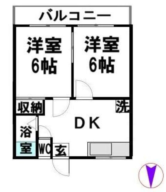 藤和ハウス(2DK/2階)の間取り写真