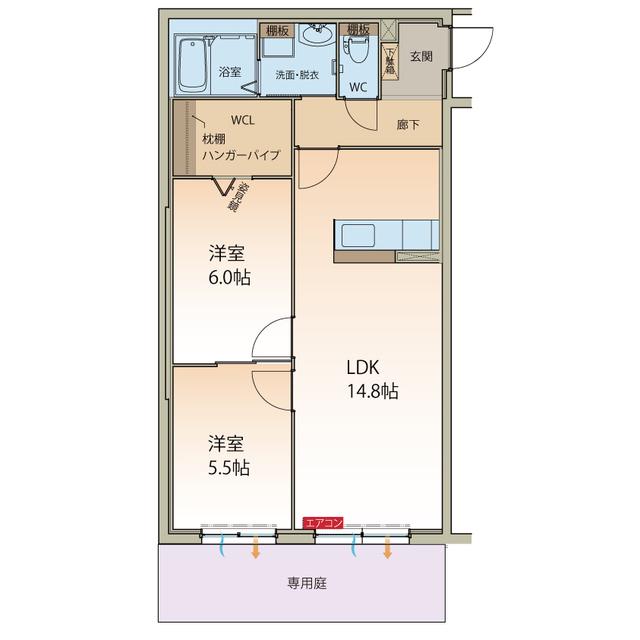 NEO STAGE(2LDK/2階)の間取り写真