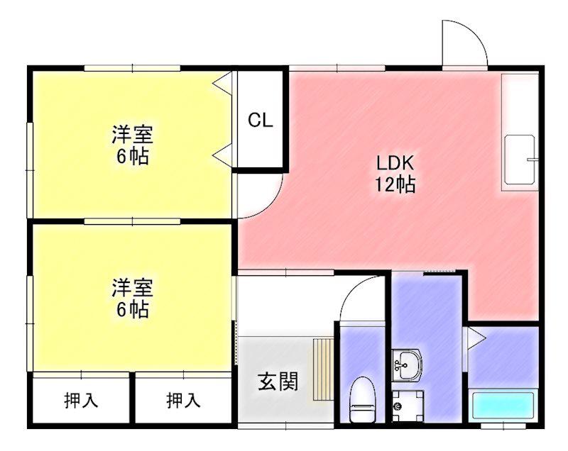 勝野アパート(2LDK/1階)の間取り写真
