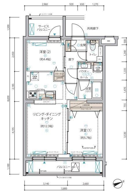 ARCOBALENO HANEDAII(2LDK/4階)の間取り写真
