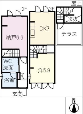 東白壁サンビーム(1SDK/3階)の間取り写真