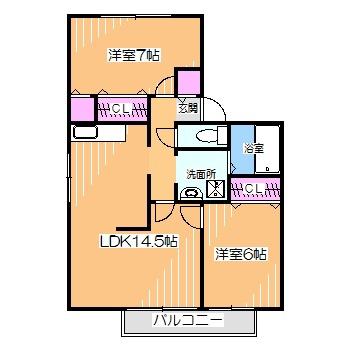 エセルディハイツ(2LDK/1階)の間取り写真