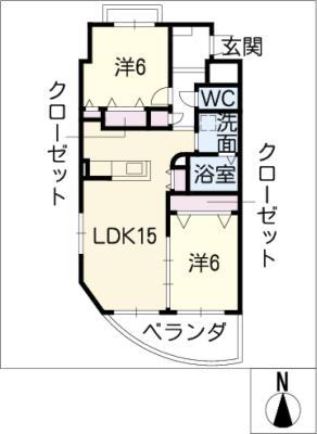 カーサ フェリーチェ(2LDK/2階)の間取り写真