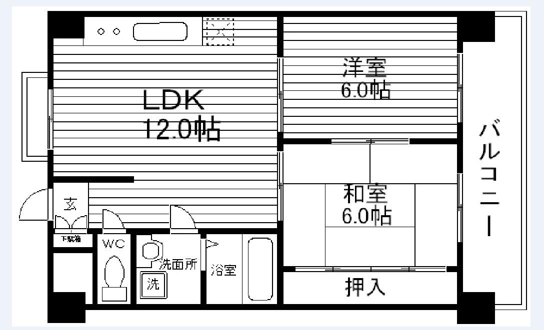 コンフォート北花田(2LDK/3階)の間取り写真