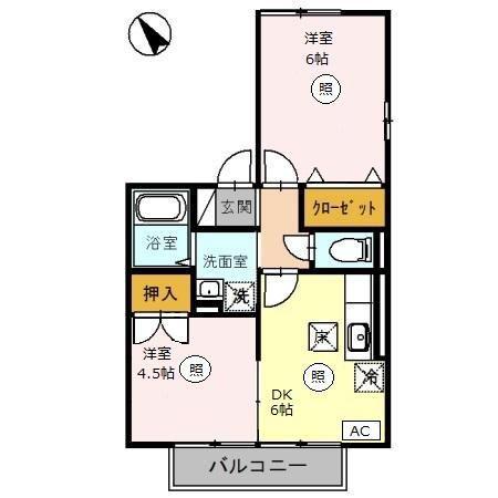 ジュネスカーサ17(2DK/1階)の間取り写真