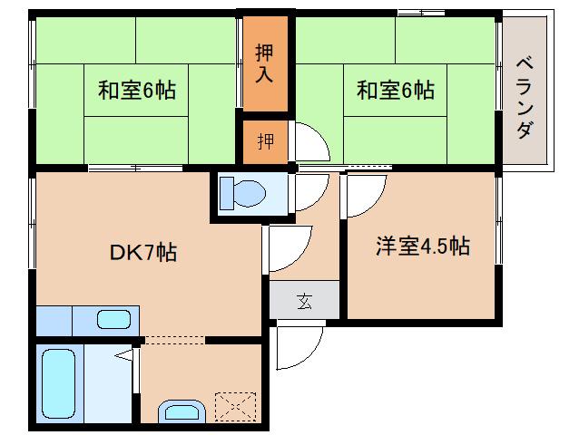 ファミールA(3DK/1階)の間取り写真