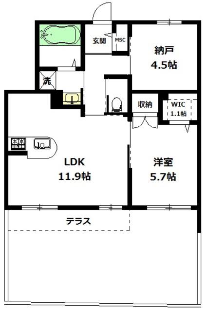 ヴァンヴェール東館(1SLDK/1階)の間取り写真